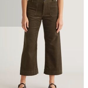 Quince Organic Stretch Corduroy Cropped Wide Leg Pants gray NWT size 14
